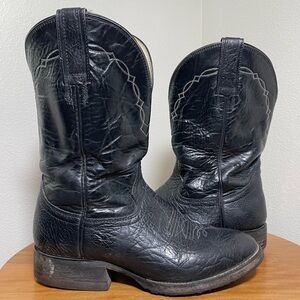 Vintage Hondo Black Leather Western Boots Cowboy Boots 8902 Size 8 EE Mens